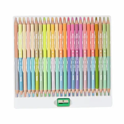 Image de Crayons triangulaires double face 24-48 couleurs pastel +tmp Astra