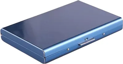 Image de INF Porte-cartes en métal avec blocage RFID en acier inoxydable Bleu