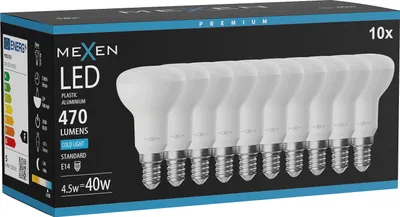 Zdjęcie produktu dla Mexen Nova 10x żarówka LED E14, R50, 4,5W, Zimna - 6500K, 470 lm - L103-E14-0565-01x10