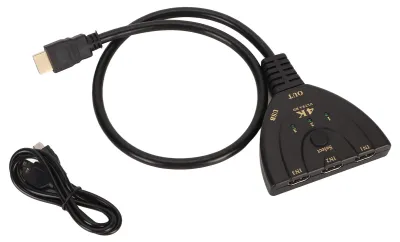Zdjęcie produktu dla Przełącznik multimedialny HD 3 w 1 wyjście 4K obsługa 3D port przełącznik wideo selektor do komputera PC telewizora projektora