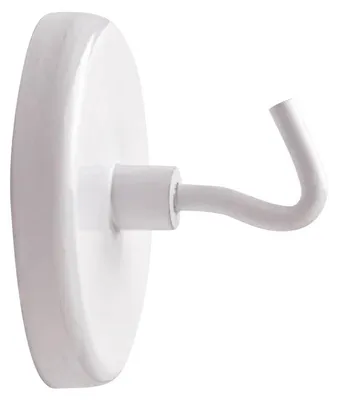 Obrázek produktu pro MAUL Magnet kulatý 5 kusů 12 kg ocel kov ferit s háčkem 3,6 x 4,7 x 4,7 cm bílý
