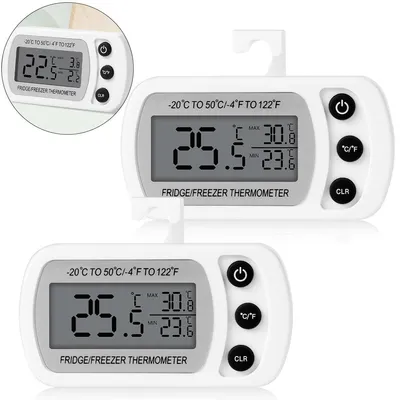 Produktbild von Digitales Kühlschrankthermometer 2er Set – Magnetisch, mit Haken & LCD-Display für Kühl- und Gefrierschrank