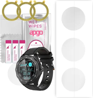 Produktbild von apgo 3 Stück Schutzfolie, klar, kompatibel mit BlitzWolf BW-HL3 Smartwatch, Hydrogel Displayschutzfolie mit Positionierhilfe, Displayfolie, robust und kratzfest