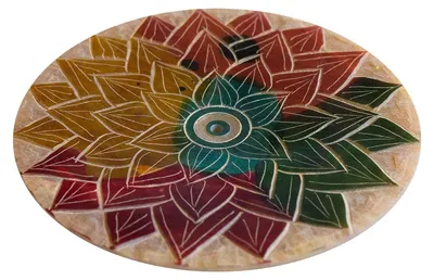 Produktbild von Räucherstäbchenhalter "Mandala" Speckstein graviert, bunt 8cm
