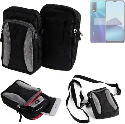 Produktbild von K-S-Trade Holster Schutz Hülle kompatibel mit Vivo Y20s Handy Hülle Gürteltasche Umhängetasche mit Zusatzfach schwarz