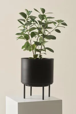 Image de Pot de fleurs métallique noir - 26 cm de haut