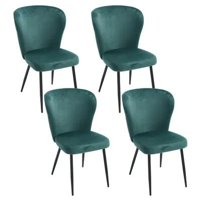 Produktbild von Kaufhof 4er Set Design Esszimmerstühle | Polsterstuhl Samt Olivegrün | Küchenstuhl Wohnzimmerstuhl