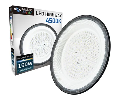 Produktbild von LED Hallenleuchte Ø27cm 4500K Neutralweiß 10000lm 100W 90° IP65 Haken Schwarz