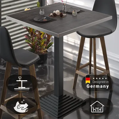 Produktbild von BPY | Bistro Stehtisch | 60 x 60 x 112 cm | Edelstahl Rand | Quadratisch | Wenge / Schwarz | Gastro Steh Tisch Restaurant