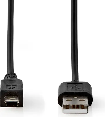 Produktbild von Nedis USB-Kabel - USB 2.0 - USB-A Stecker - Mini 5-Pin Stecker - 2.5 W - 480 Mbps - Vernickelt - 2.00 m - Rund - PVC - Schwarz - Label