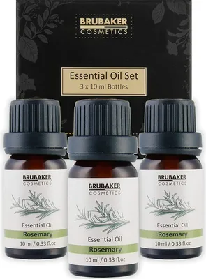 Produktbild von BRUBAKER Zestaw 3 Olejków Rozmarynowych - Koncentracja, Kreatywność i Lepsze Powietrze - Zestaw Upominkowy Olejków Eterycznych do Aromaterapii 3 x 10 ml Olejek Rozmarynowy Naturalny i Wegański