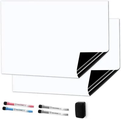 Produktbild von Famanu Magnetisches Whiteboard für Kühlschrank - Notiz- und Einkaufslisten - 2 Stück - Weiß - 50 x 30 cm