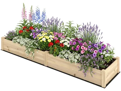 Produktbild von Outsunny Blumenkasten, Pflanzkasten mit 2 Pflanzbereichen für Gemüse im Garten