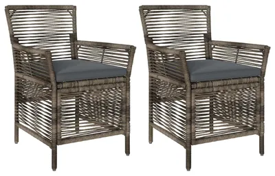 Produktbild von vidaXL Gartenstuhl mit Kissen 2 pcs Grau und Dunkelgrau Poly-Rattan
