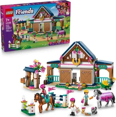 Produktbild von LEGO Friends Reiterhof und Reitschule 42688, Bauspielzeug, 7+ Jahre, 2 Pferde, 3 Mini-Puppen