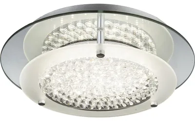Produktbild von LED Deckenlampe, Chrom, Kristalle, Spiegelrand, D 28 cm