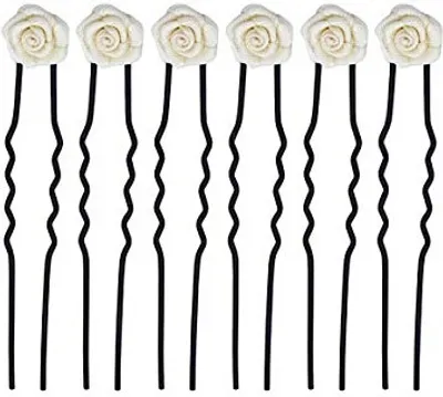 Produktbild von A&A Haarnadel Rose creme, Nadel schwarz  6er