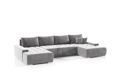 Produktbild von Wohnlandschaft Sofa mit Schlaffunktion VOGAR Stoff Monolith Hellgrau