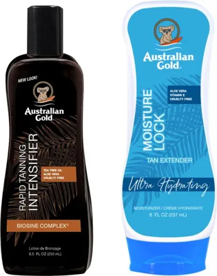 Productafbeelding van Australian Gold Tanning Intensifier bruiningslotion + Moisture Lock aftersun balsem 237 ml Bruiningsset