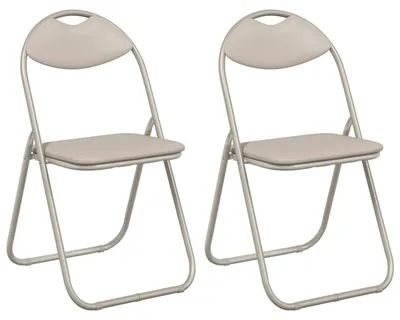 Produktbild von vidaXL Klappstuhl 2 pcs Sand 48 x 43,5 x 81 cm Kunstleder