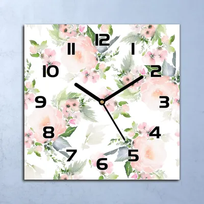 Produktbild von Wanduhr Echt-Glas-Küchenuhr Blumen Helle Botanik Quarz 30x30 Deko Bilder