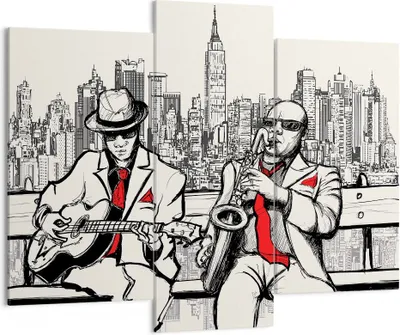 Produktbild von Bild auf Leinwand - Leinwandbild - Jazz Musik Musiker - 130x100cm - Wand Bild - Wanddeko - Leinwanddruck - Bilder - Kunstdruck - Wanddekoration - Leinwand bilder - Wandkunst - CB130x100-3599