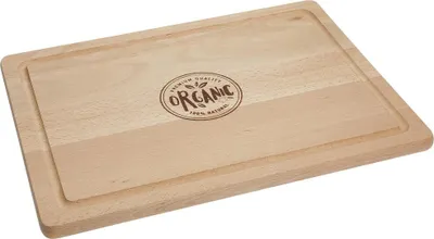 Obrázek produktu pro Krájecí prkénko velký obdélník "Woody" - 15 mm silné bukové dřevo s vyfrézovanou drážkou - ideální proti tekutinám - příroda