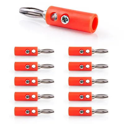 Produktbild von 10x Bananenstecker Rot schraubbar 4mm Labor Audio Netz Telefon Stecker