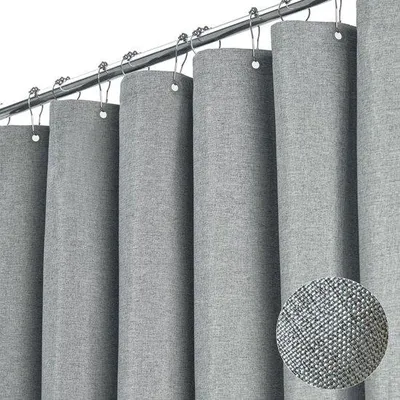Produktbild von Unyqoos® Grauer wasserabweisender Duschvorhang mit Leinentextur und beschwertem Saum
