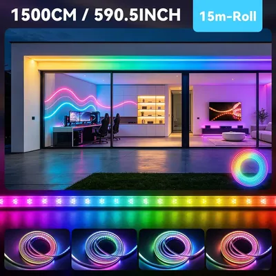 Obrázok produktu pre LED neonové pásky, efekty RGBIC, inteligentné ovládanie, 15 metrov, 220V-240V, konektor pre Európu