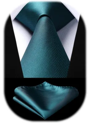 Productafbeelding van Herenset: stropdas, zakdoek, bruiloft, kleuren: cyaanblauw/groen