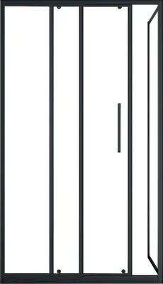 Produktbild von Duschtrennwand Seitenwand mit Schiebetür - Schwarz matt - Industrial Style - 140 x 80 x 195 cm - TORONI