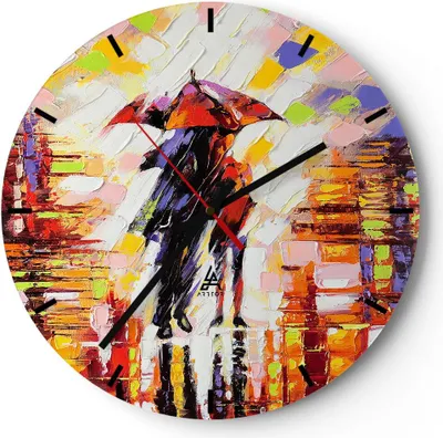 Produktbild von Wanduhr - Rund - Glasuhr - gehen liebhaber - 40x40cm - Schleichendes Uhrwerk - Lautlos - zum Aufhängen bereit - Dekoration Modern - Wanddekoration aus Glas - C3AR40x40-3527