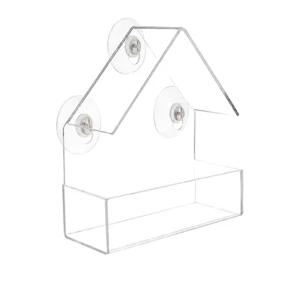 Produktbild von Fenster Vogelfutterhaus Transparent mit 3 Saugnäpfen Vogelhaus Futterstation 15 x 15 x 6 cm