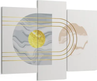 Produktbild von Bild auf Leinwand - Leinwandbild - 3 Teile - Modern Gold abstrakt - 130x100cm - Wand Bild - Wanddeko - Wandbilder - Leinwanddruck - Bilder - Wanddekoration - Leinwand bilder - CB130x100-4574