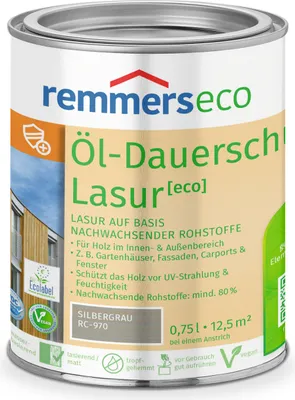 Produktbild von Remmers Öl-Dauerschutz-Lasur [eco] silbergrau (RC-970) 0,75 l, Holzlasur aussen