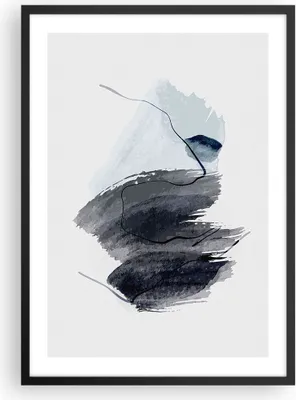Produktbild von Gerahmtes Poster - Schwarzer Rahmen - Blau Grau Aquarell - 50x70 cm - Wand Bild - Wanddeko - Wandbilder - Kunstposter - Wandposter - Bilderrahmen - Bilder - Kunstdruck - P2BPA50x70-4975
