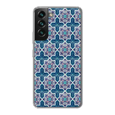 Produktbild von MuchoWow® Handyhülle Schutzhülle Hülle für Samsung Galaxy S22 Ein marokkanisches Mosaikfliesenmuster, bei dem hauptsächlich die Farbe Blau verwendet wird Silikon Softcase Handy Hülle - Mobiltelefonhülle
