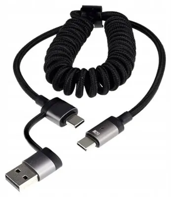 Produktbild von DBautomotive Spiral-Ladekabel USB-C 60W 1.5m Datenkabel