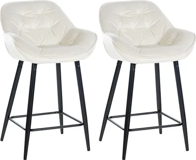 Produktbild von CLP 2er Set Barhocker Gibson Samt, Sitzhöhe 76 cm creme