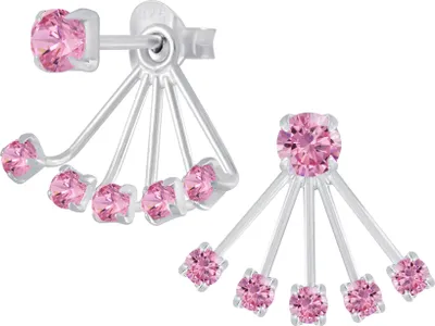 Produktbild von Runde Silberohrringe mit Zirkonia - rosa
