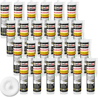 Produktbild von Isolbau Maleracryl 24 x 300 ml Weiß - Plastoelastischer Acryl-Dichtstoff zum Abdichten von Fugen im Innen- & Außenbereich - Kartusche