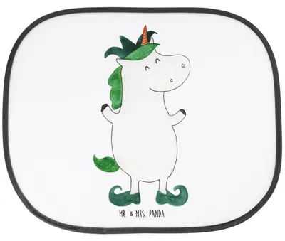 Produktbild von Mr. & Mrs. Panda Sonnenschutz Auto Einhorn Joker - Weiß - Geschenk, hitzeschutz, Kasper, Einhörner, Mittelalter, für, Unicorn, Gaukler, Sonnenblende, saugnapf