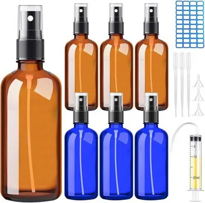 Produktbild von Famanu Sprühflaschen-Set 6 Stück, 100 ml, mit Trichtern und Etiketten
