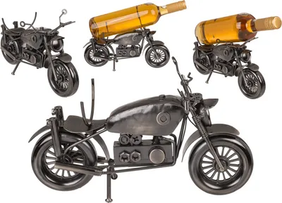 Produktbild von Out of the blue Flaschenhalter Metall Motorrad IV, Länge 30 cm, Breite 13 cm, Höhe 17,5 cm, selbst stehend, dekorativ