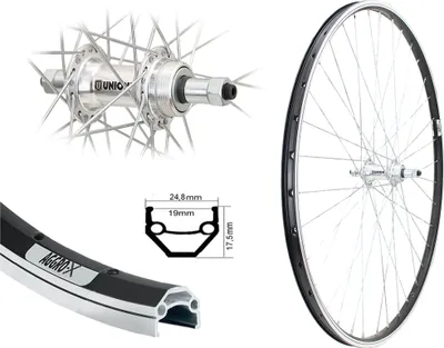 AGGRO-X 28 Zoll Alu Hinterrad 19-622 Laufrad V-Profil Disk 6-Loch Felgenbremse Inkl. 9 Fach Zahnkranz 27 Gang