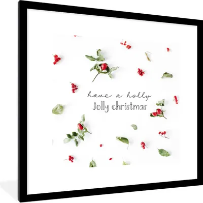 Produktbild von MuchoWow® Gerahmtes Poster Weihnachten - Beeren - Pflanzen 40x40 cm - Poster mit Schwarzem Bilderrahmen Wandposter Rahmen Foto Bilder - Poster - Plakat im Rahmen