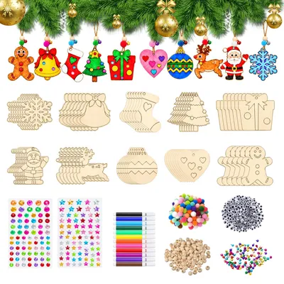 354-teiliges Holz-Hänger-Set für Weihnachten zum Bemalen