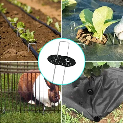 Produktbild von U-förmige verzinkte Heringe - 100 Stück - 15 x 45 cm - Rasentuchnägel - Bodenanker - rostfreier Stahl - mit Pufferscheiben - Zelt - Unkrautvlies - Gartenarbeit