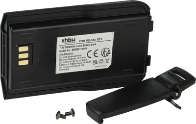 Produktbild von vhbw Akku Ersatz für RT3 für Funkgerät, Walkie Talkie (2000 mAh, 7,4 V, Li-Ion) + Gürtelclip